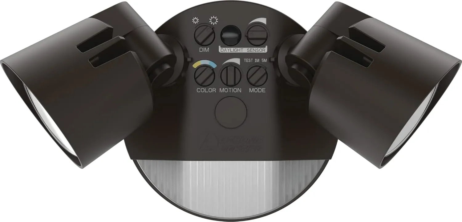 Lithonia Lighting HGX LED 2RH ALO SWW2 120 PIR DDB M2 HomeGuard Security Flood Lights 2150-2600 Lumens, 2-Light, Photocell Sensor and Motion Detection, Dark Bronze