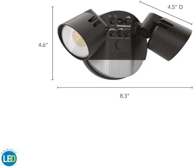 Lithonia Lighting HGX LED 2RH ALO SWW2 120 PIR DDB M2 HomeGuard Security Flood Lights 2150-2600 Lumens, 2-Light, Photocell Sensor and Motion Detection, Dark Bronze