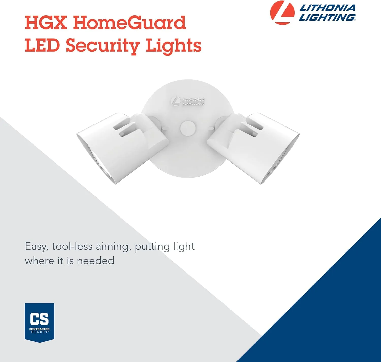 Lithonia Lighting HomeGuard 2-Light LED Outdoor Flood Lights, Wall or Ceiling Mount Outdoor Lights, 4000K Cool White, Round Heads, White (HGX LED 2RH 40K 120 WH M2)