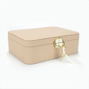 Lockable jewelry box, double-layer jewelry storage box, jewelry organizers and storage large jewelry box for women.for girls.modern (Buff)