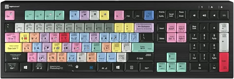 LogicKeyboard ASTRA 2 Series PC Wired Backlit Keyboard for Adobe Photoshop CC, US English