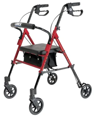 Lumex Set n' Go Rollator, Height-Adjustable, Rolling Walkers for Seniors with Seat, Burgundy