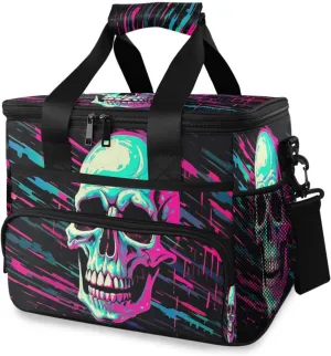 Lunch Bag Acid Skull Insulated Cooler Bag Reusable Lunch Box with Shoulder Strap for Picnic Hiking Camping Work