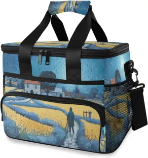 Lunch Bag Farmland Painting Insulated Cooler Bag Reusable Lunch Box with Shoulder Strap for Picnic Hiking Camping Work