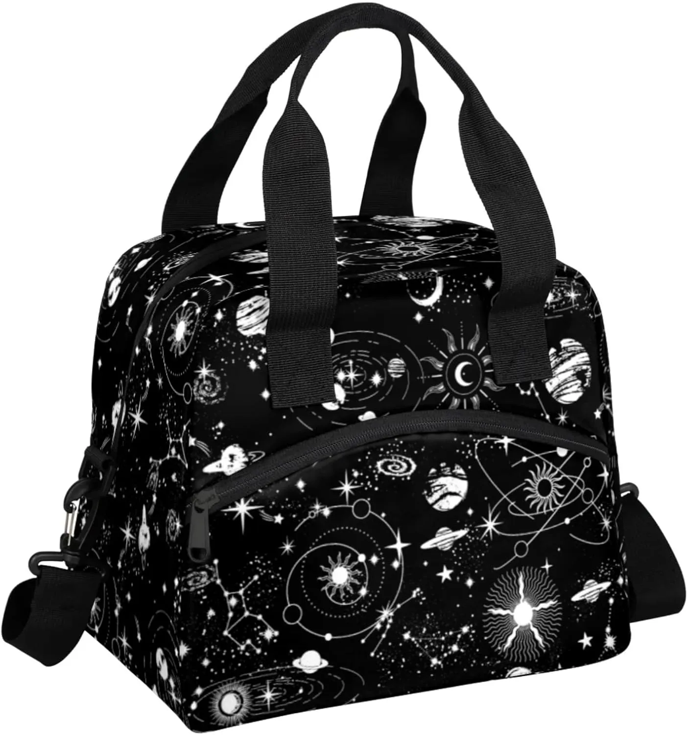 Lunch Bag for Kids Women Men - Reusable Lunch Box with Shoulder Strap, Insulated Meal Tote Bag Leakproof Cooler Bag for Work School Office Picnic, Universe Planet Galaxy