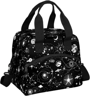 Lunch Bag for Kids Women Men - Reusable Lunch Box with Shoulder Strap, Insulated Meal Tote Bag Leakproof Cooler Bag for Work School Office Picnic, Universe Planet Galaxy