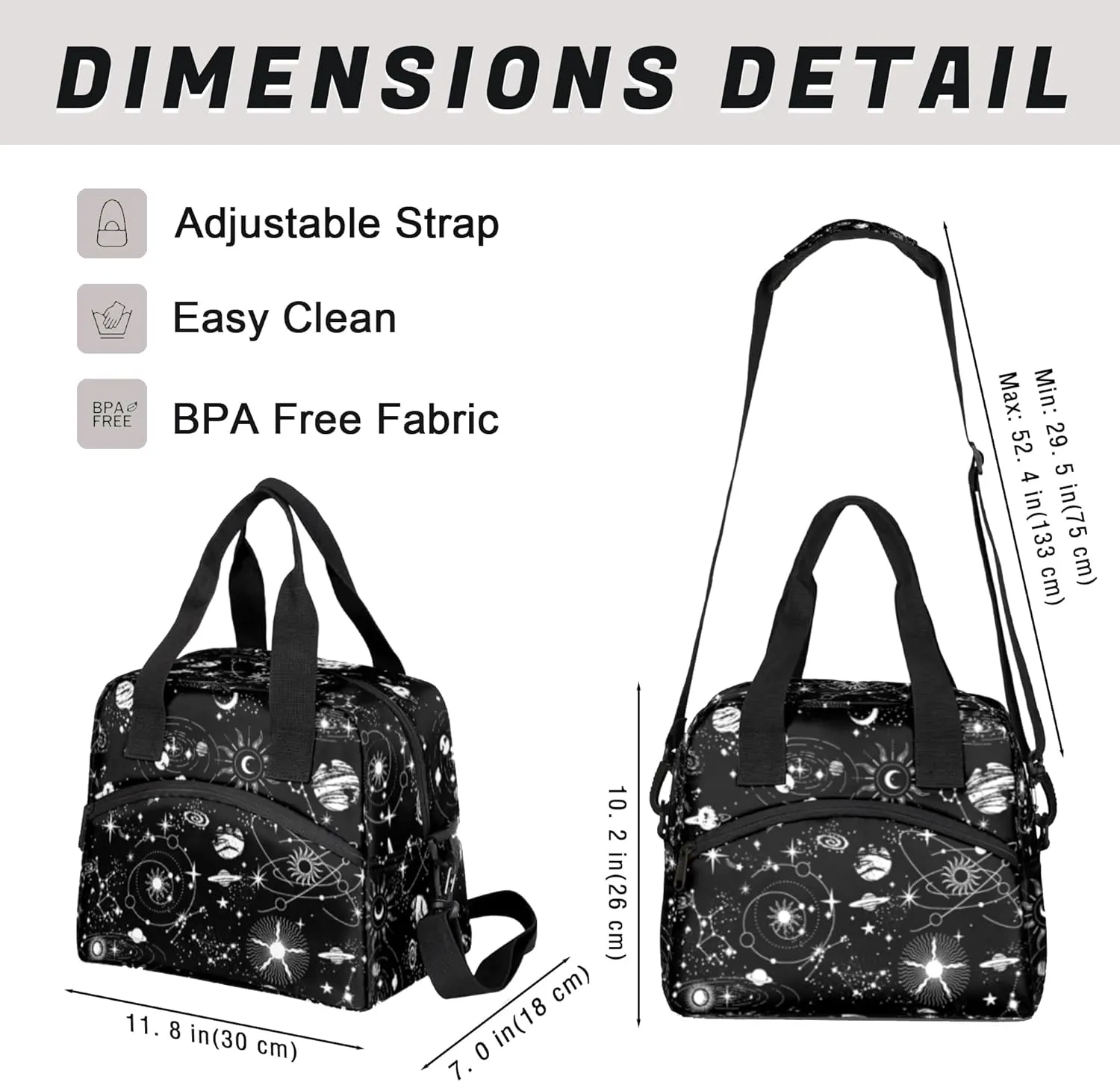 Lunch Bag for Kids Women Men - Reusable Lunch Box with Shoulder Strap, Insulated Meal Tote Bag Leakproof Cooler Bag for Work School Office Picnic, Universe Planet Galaxy