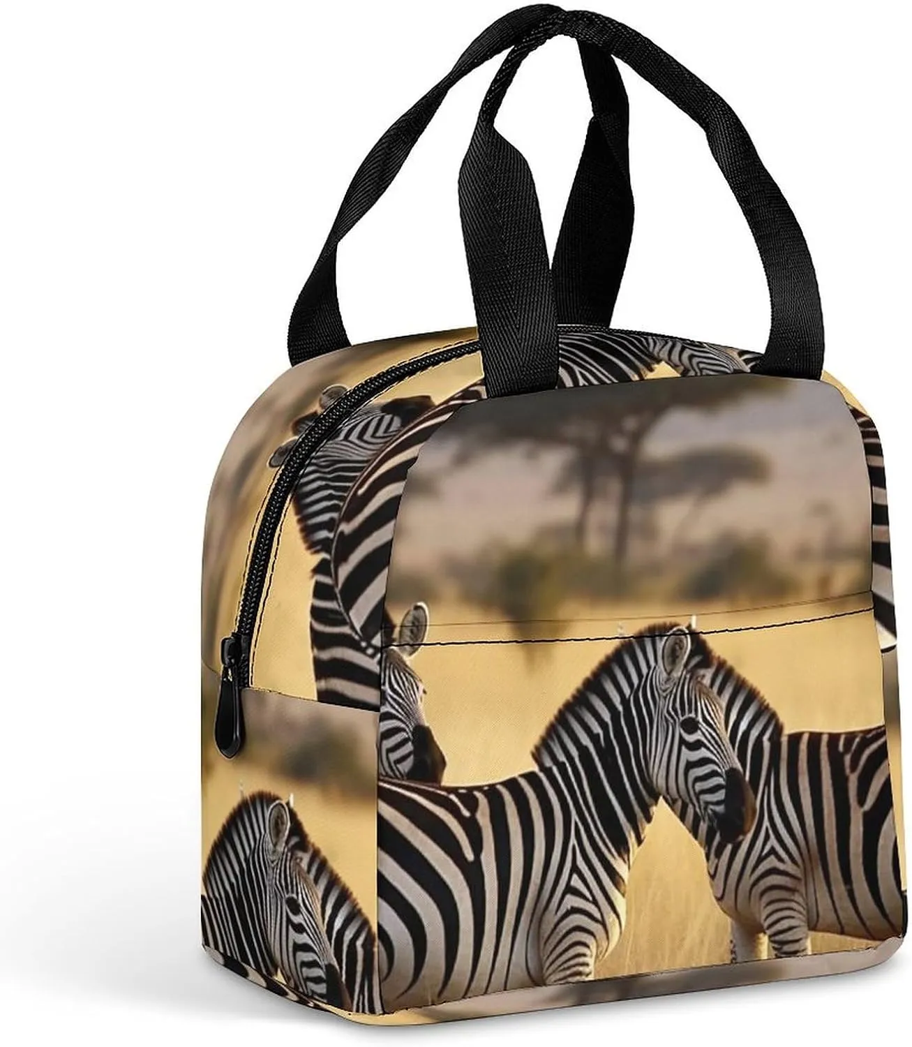 Lunch Bag for Women Men Africa Grassland Zebra Lunch Box Lunch Tote Bag Small Leakproof Cooler for Work Picnic Travel