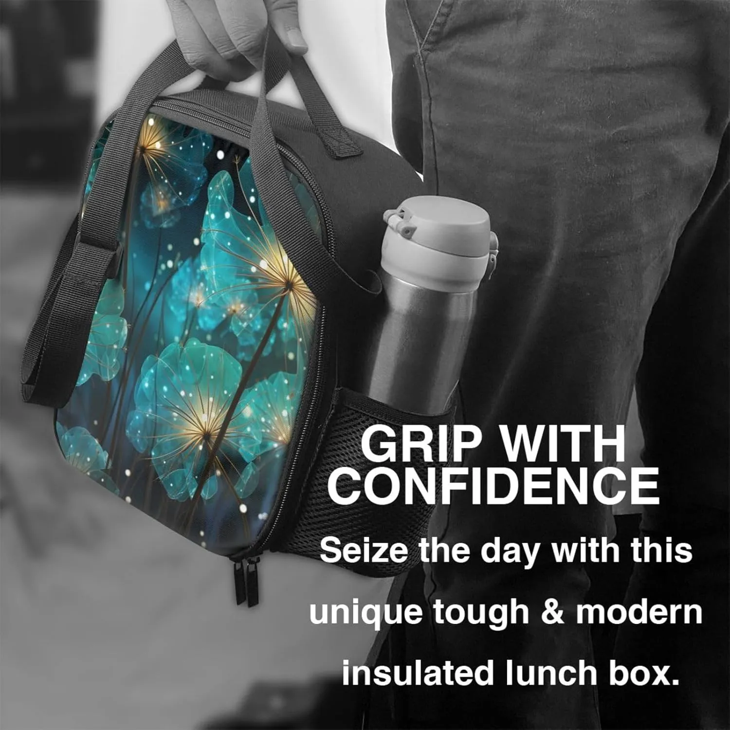 Lunch Bag Insulated Lunch Box for Men Women Unreal Flower Portable Lunch tote Bag Lunchbox