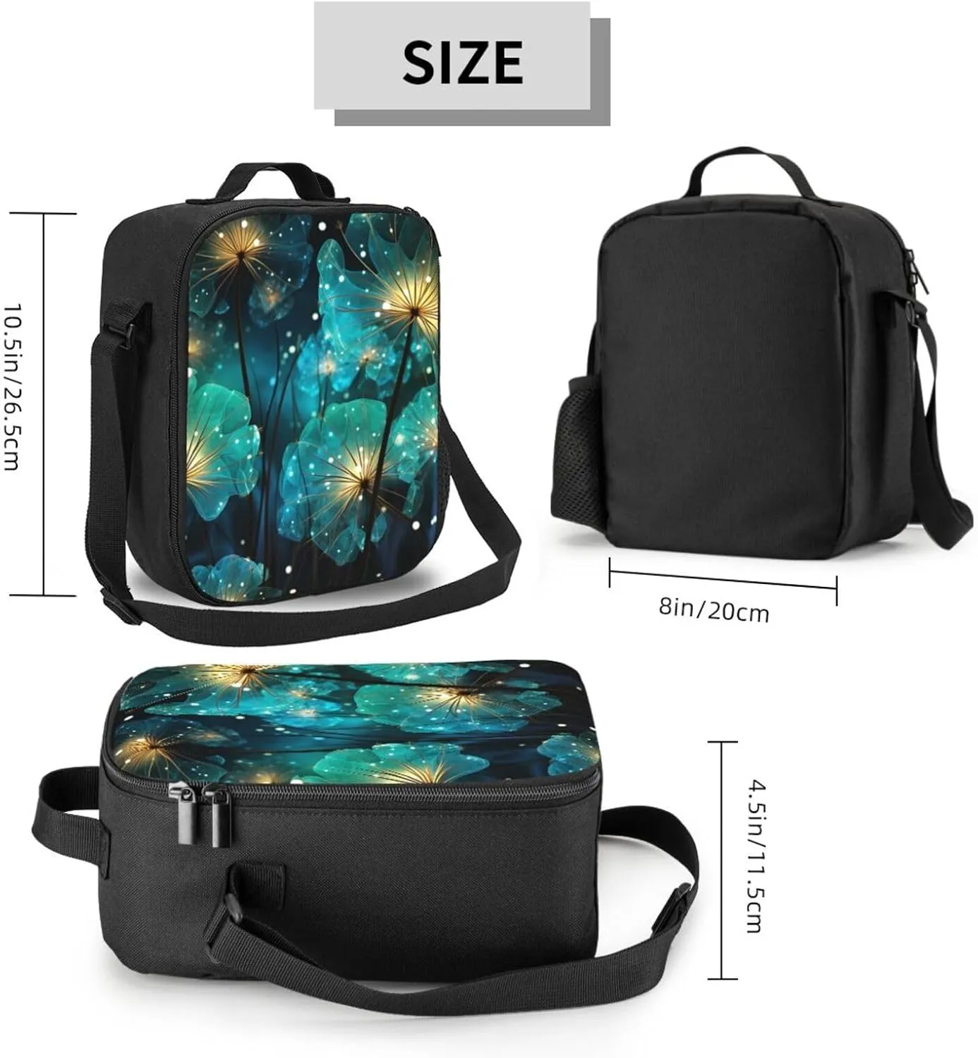 Lunch Bag Insulated Lunch Box for Men Women Unreal Flower Portable Lunch tote Bag Lunchbox