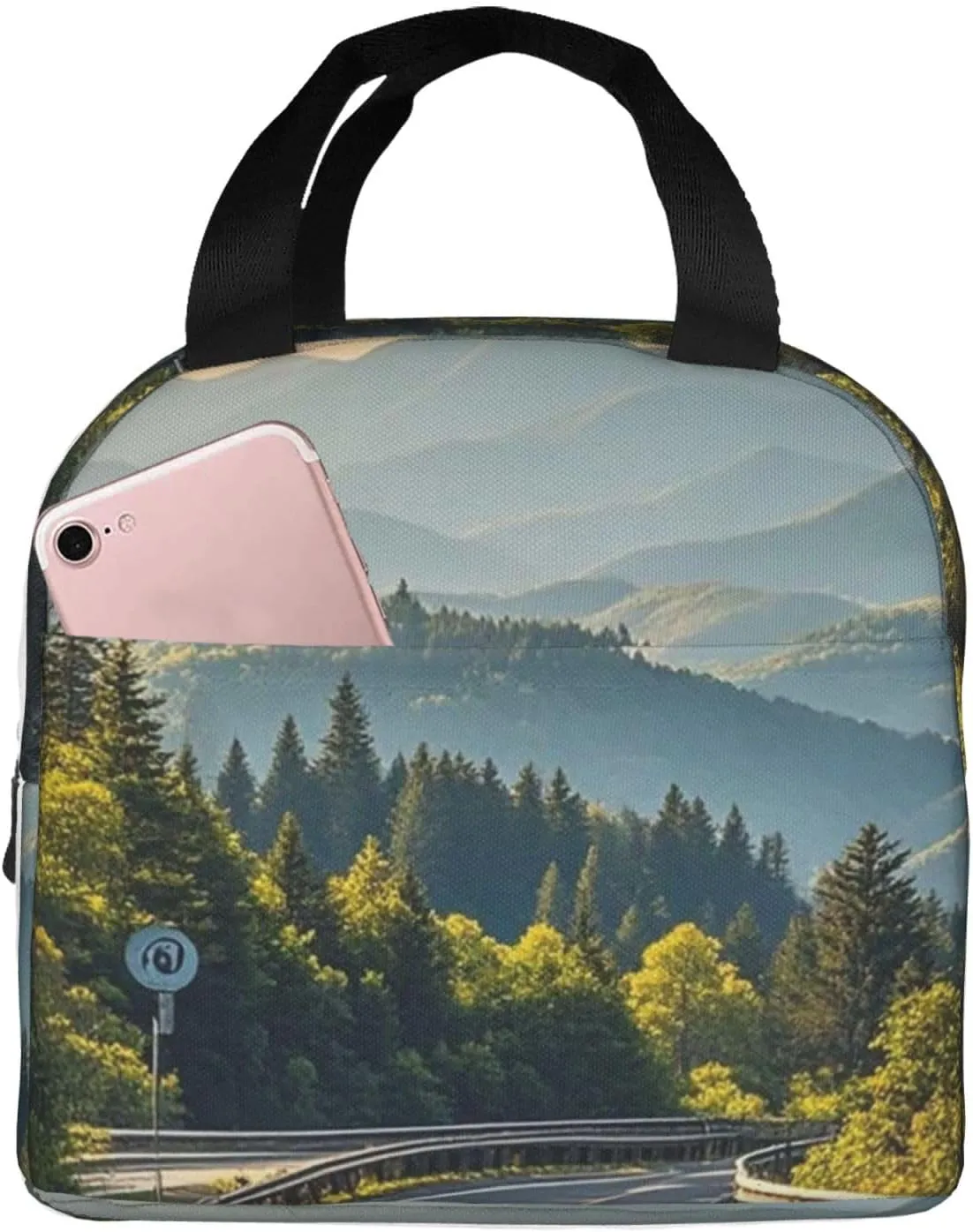 Lunch Bag Insulated Lunch Box for Women Men Blue Ridge Parkway Mountains Reusable Lunch Tote Bag for Work Picnic Travel