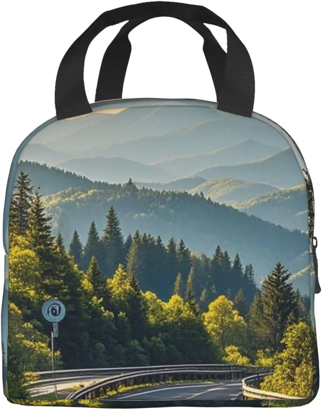 Lunch Bag Insulated Lunch Box for Women Men Blue Ridge Parkway Mountains Reusable Lunch Tote Bag for Work Picnic Travel