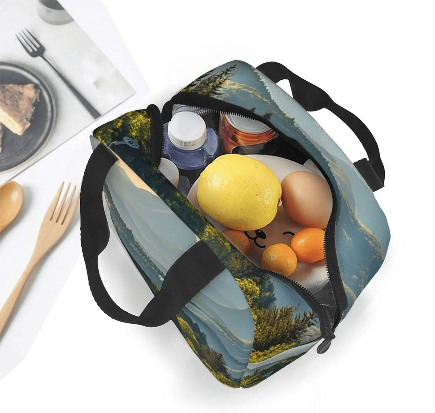 Lunch Bag Insulated Lunch Box for Women Men Blue Ridge Parkway Mountains Reusable Lunch Tote Bag for Work Picnic Travel