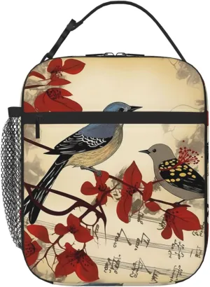 Lunch Bag Insulated Lunch Box for Women Men Cooler Bag Reusable Lunch Bag Songbirds Lunch Tote Bag for Work