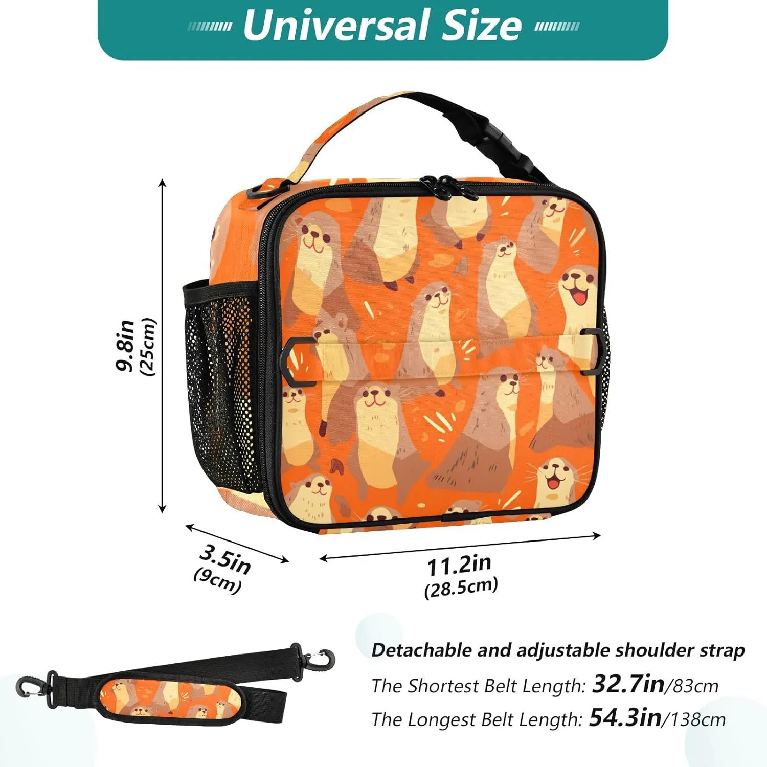 Lunch Bag Lunch Box for Women Men Insulated Cooler Bag Reusable Lunch Box Tote Bag with Strap for Work Picnic Sea Lions Hieroglyphic Red