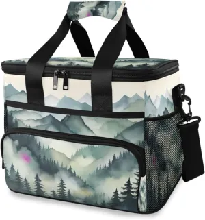 Lunch Bag Misty Forest Insulated Cooler Bag Reusable Lunch Box with Shoulder Strap for Picnic Hiking Camping Work