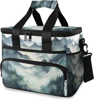 Lunch Bag Misty Forest Insulated Cooler Bag Reusable Lunch Box with Shoulder Strap for Picnic Hiking Camping Work