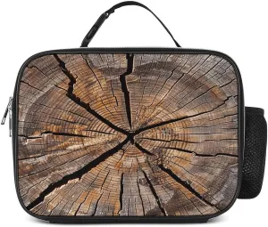 Lunch Bag Reusable Insulated Cooler Personalized Tree Stump Wood Grain Leakproof Lunch Box for Women & Men