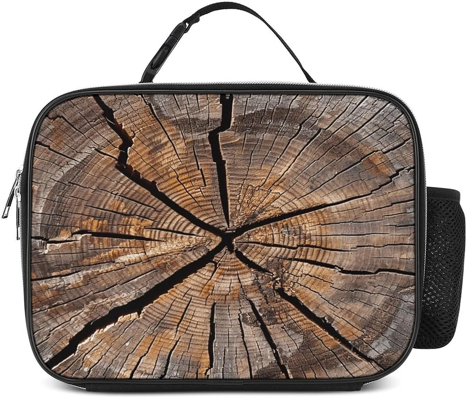Lunch Bag Reusable Insulated Cooler Personalized Tree Stump Wood Grain Leakproof Lunch Box for Women & Men