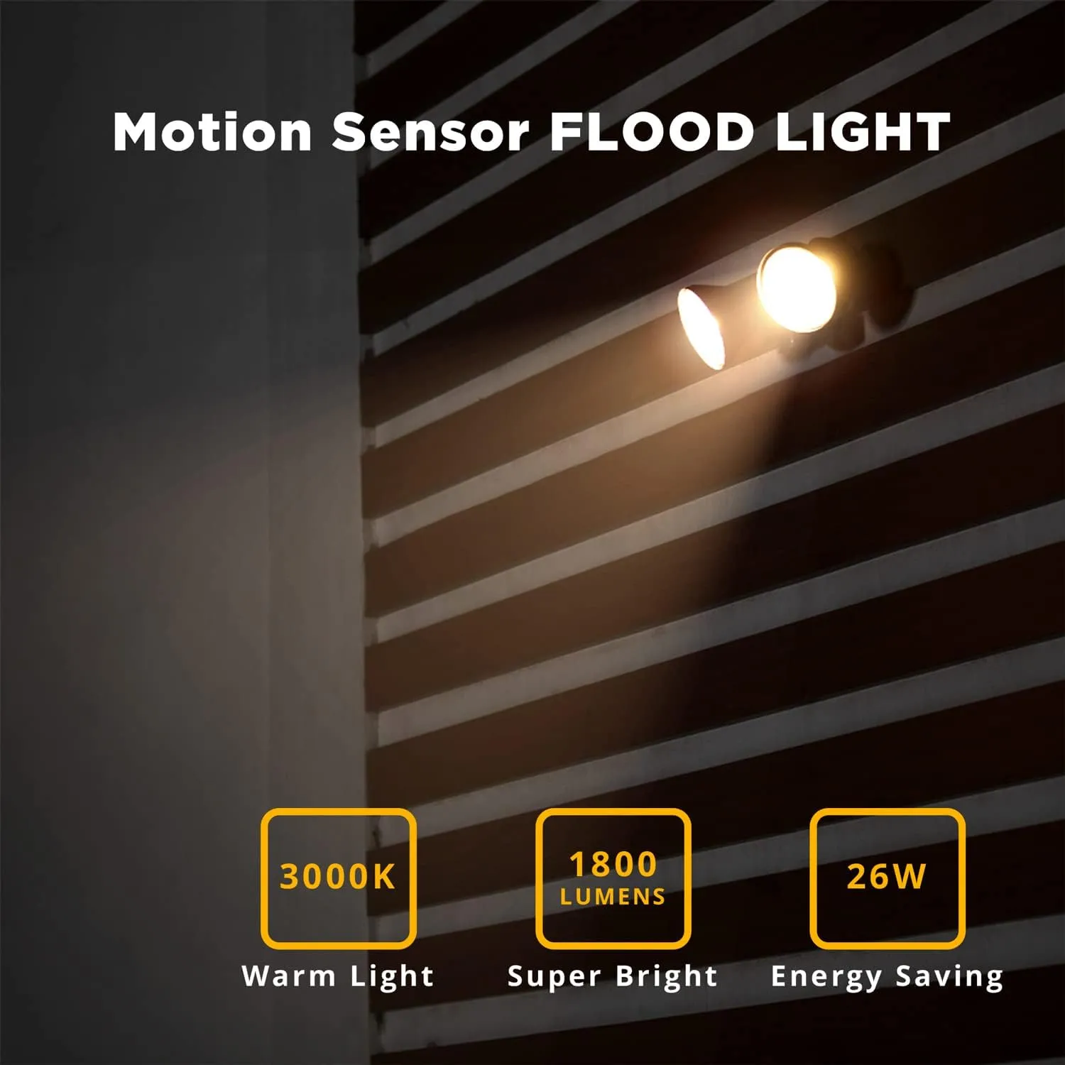 LUTEC 1800LM LED Motion Sensor Light Outdoor, Dual-Head Security Light, 3000K, Waterproof Exterior Flood Light for Patio, Garden, Yard, White (2 Bulbs Included)