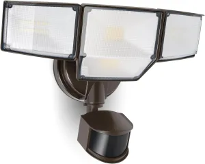 LUTEC 80W 9000LM LED Security Lights Motion Sensor Outdoor Lights, 4 Head LED Flood Light Outdoor 5000K Daylight, IP65 Waterproof, Motion Detected Light for Outside, House, Garage, Yard (Brown)