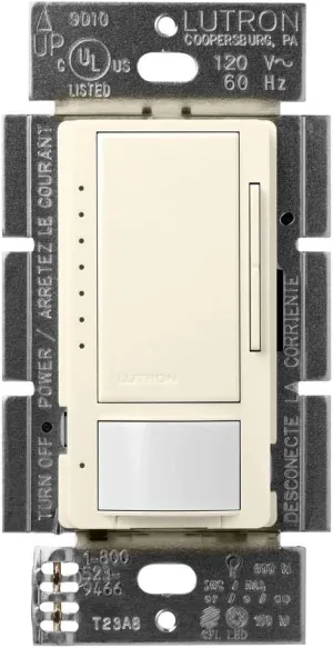 Lutron Maestro Motion Sensor Dimmer Switch for Bathroom, Garage, Laundry Room, and Closet, Occupancy and Vacancy Sensor, Single-Pole/Multi-Location, No Neutral Req, MSCL-OP153M-BI, Biscuit