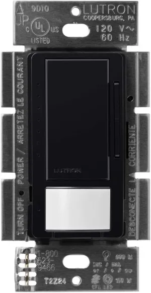 Lutron Maestro Motion Sensor Dimmer Switch for Bathroom, Garage, Laundry Room, and Closet, Occupancy and Vacancy Sensor, Single-Pole/Multi-Location, No Neutral Req, MSCL-OP153M-BL, Black