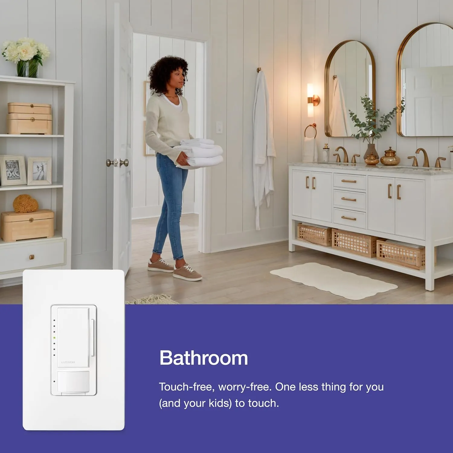 Lutron Maestro Motion Sensor Dimmer Switch for Bathroom, Garage, Laundry Room, and Closet, Occupancy and Vacancy Sensor, Single-Pole/Multi-Location, No Neutral Req, MSCL-OP153M-BR, Brown