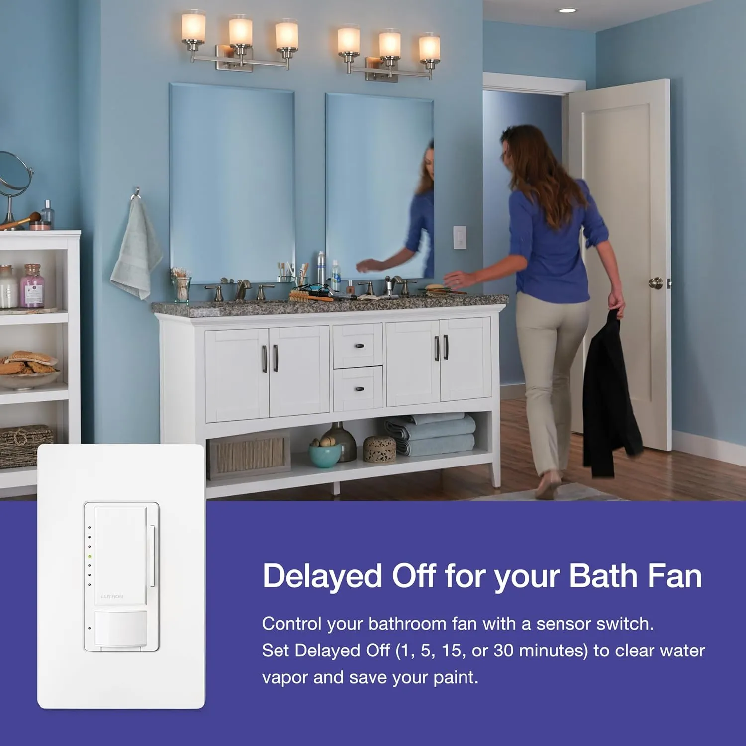 Lutron Maestro Motion Sensor Dimmer Switch for Bathroom, Garage, Laundry Room, and Closet, Occupancy and Vacancy Sensor, Single-Pole/Multi-Location, No Neutral Req, MSCL-OP153M-BR, Brown