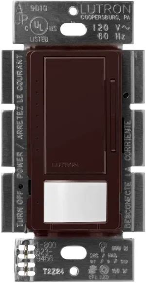 Lutron Maestro Motion Sensor Dimmer Switch for Bathroom, Garage, Laundry Room, and Closet, Occupancy and Vacancy Sensor, Single-Pole/Multi-Location, No Neutral Req, MSCL-OP153M-BR, Brown