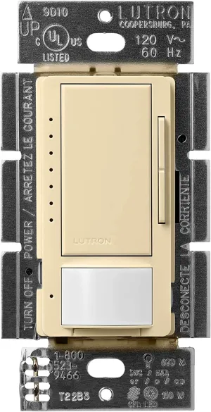 Lutron Maestro Motion Sensor Dimmer Switch for Bathroom, Garage, Laundry Room, and Closet, Occupancy and Vacancy Sensor, Single-Pole/Multi-Location, No Neutral Req, MSCL-OP153M-IV, Ivory