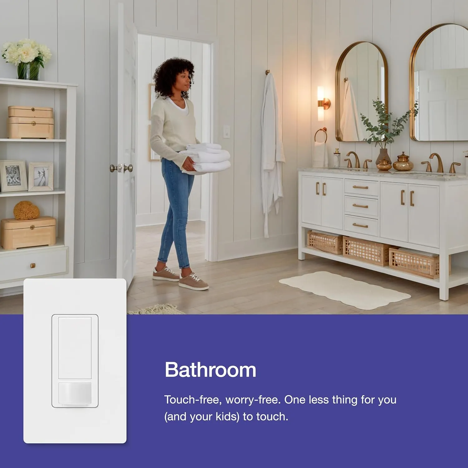 Lutron Maestro Motion Sensor Light Switch, for Bathroom, Garage, Laundry Room, and Closet, for Any Bulbs, Occupancy and Vacancy Sensor, Single-Pole Only, No Neutral Req, MS-OPS2H-2-WH, White (2 Pack)