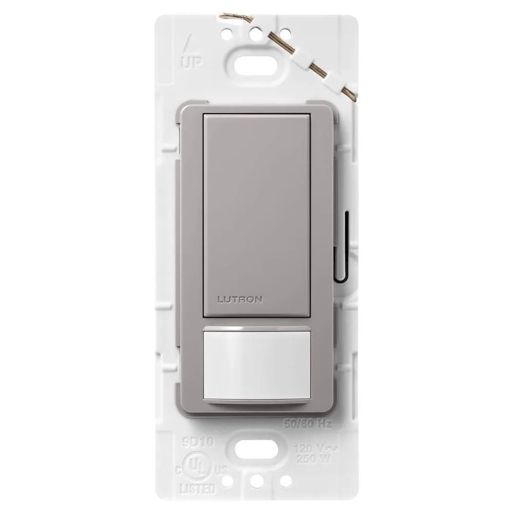 Lutron Maestro Motion Sensor Light Switch for Bathroom, Garage, Laundry Room, and Closet, for Any Light Bulbs, Occupancy and Vacancy Sensor, Single-Pole Only, No Neutral Required, MS-OPS2-GR, Gray