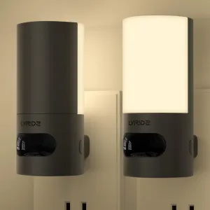 Lyridz LED Rotatable Night Lights Plug into Wall with Motion Sensor, 1-150 Lumens Dimmable Backlit Nightlight for Indoor Bathroom, Bedroom, Hallway, Stairs, Pet House, 2 Pack