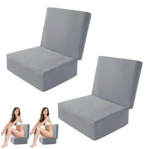 MABOZOO 2 Pcs Foldable Hot Tub Booster Seat, Adjuatable 2 Heights Extra Thick Hot Tub Pillow Bath Seat with Back Support Cushions, Washable Bathtub Cushion for Indoor Outdoor (Gray)