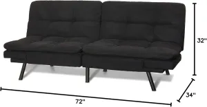Mainstay.. Memory Foam Futon, Black Suede, Fabric, Wood, Metal   Free Clean Fabric Cloth (Black Suede)
