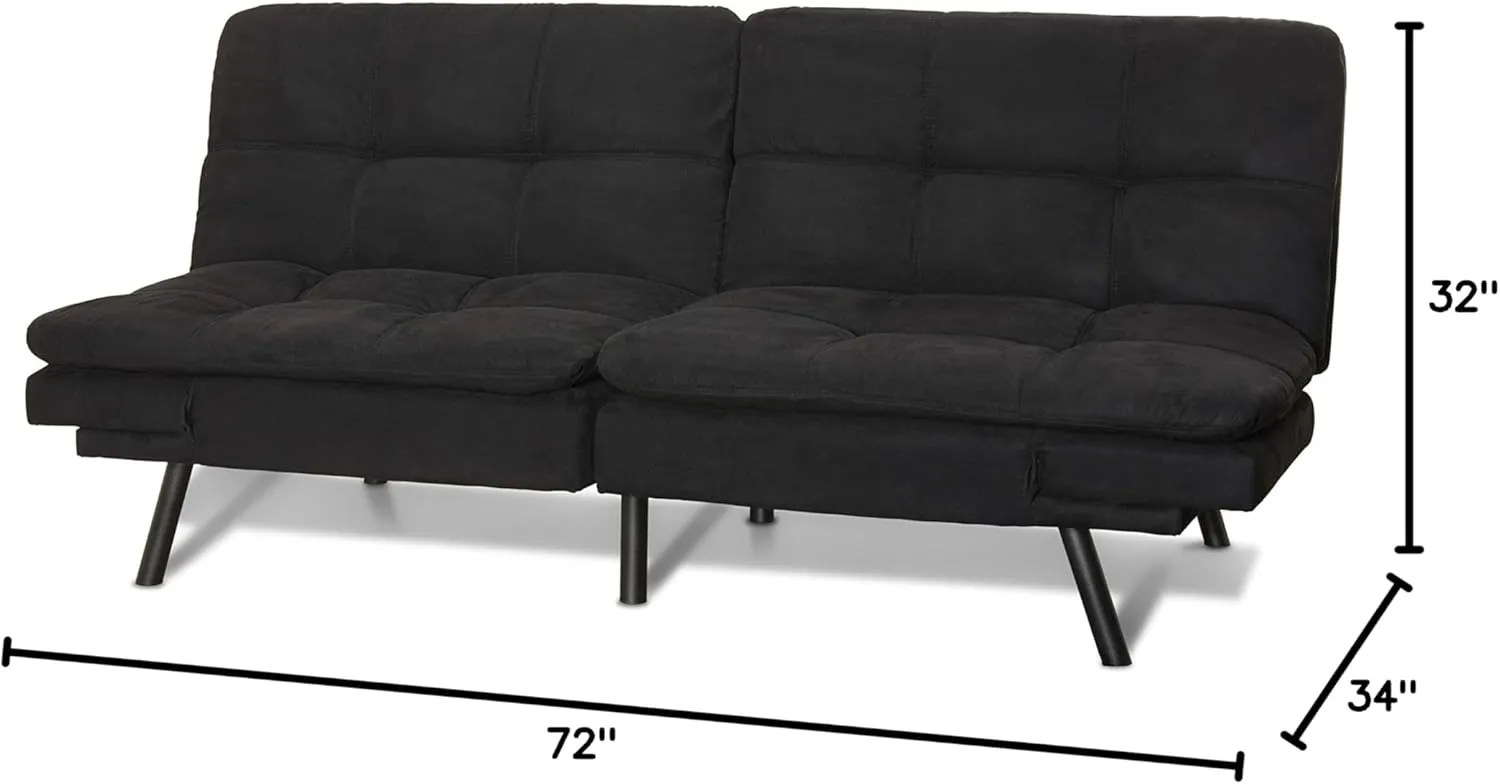 Mainstay.. Memory Foam Futon, Black Suede, Fabric, Wood, Metal   Free Clean Fabric Cloth (Black Suede)
