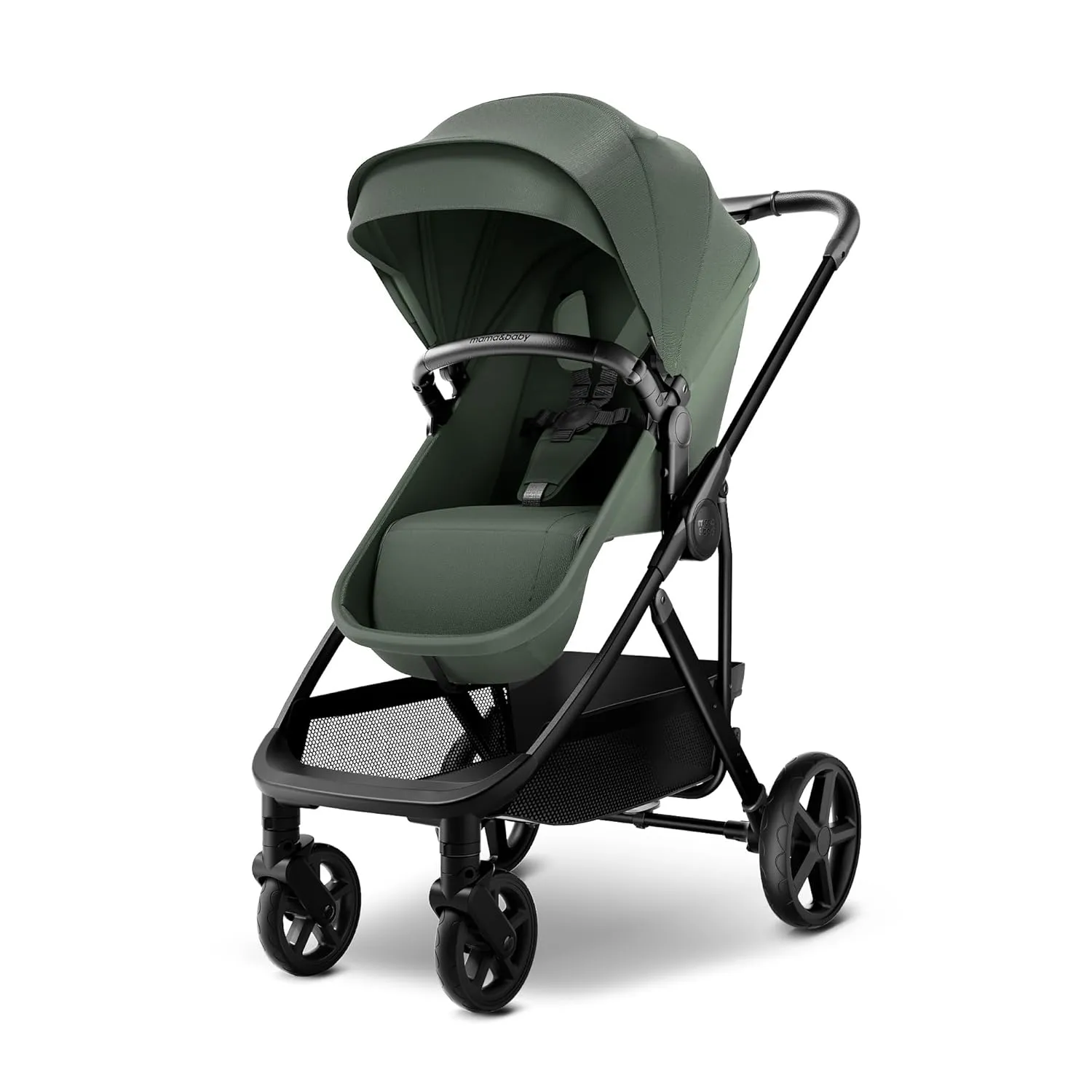MAMA & BABY Rovee Bassinet Baby Stroller, 2-in-1 Foldable Infant Stroller with Reversible Seat, UPF 50  Canopy, All-Terrain Wheels for On-The-Go Families
