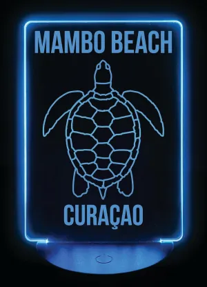 Mambo Beach Curaçao Turtle Souvenir Acrylic Color Changing LED Night Light with Remote and USB Plug 2-Pack