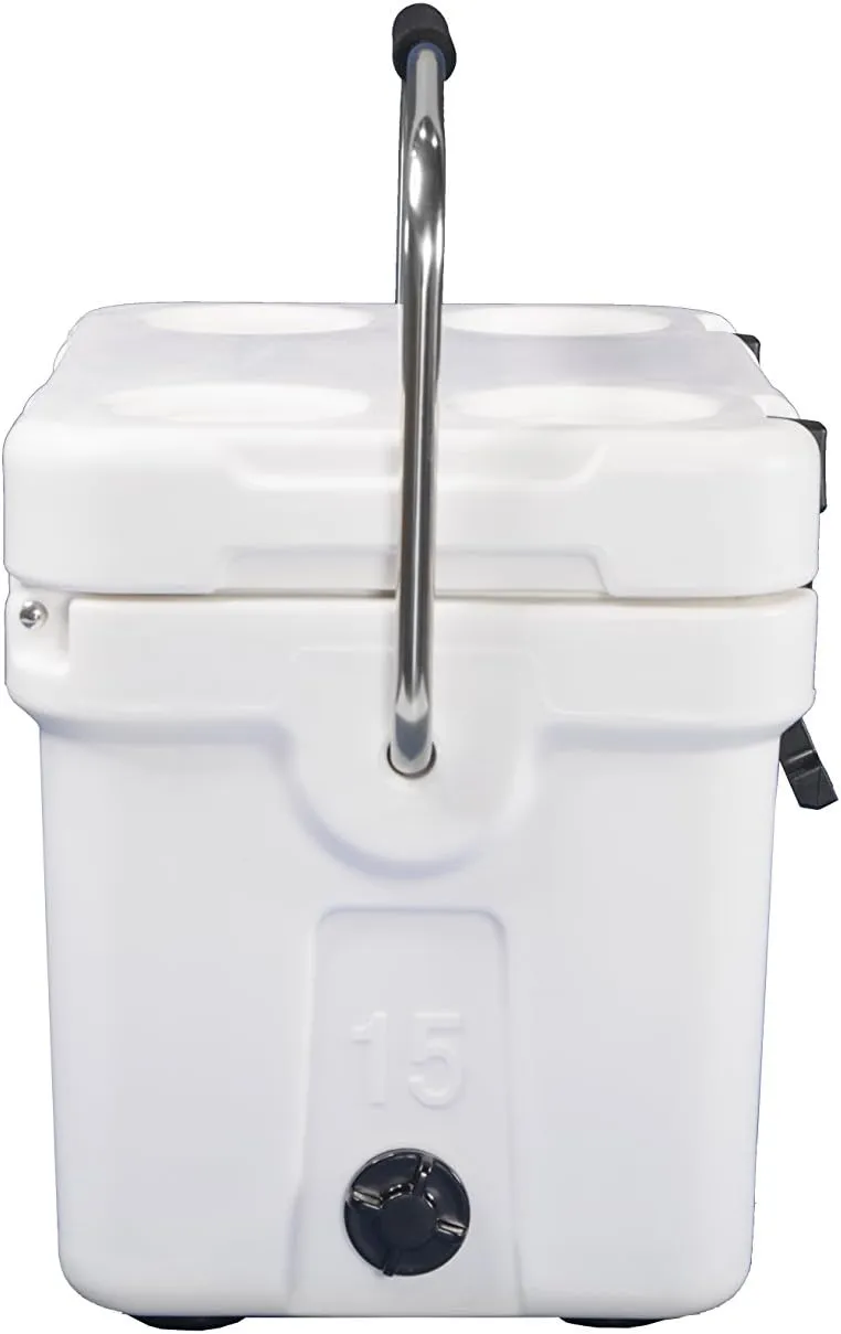 Mammoth Coolers Cruiser Series, Insulated Hard Ice Chest with Durable Double-Walled Rotomolded Construction, Great for On-The-Go Recreational Activities (Cruiser 15, White)