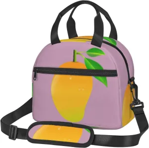 Mango Print Foods Insulated Lunch Bag Cute Tote Box Leakproof Cooler Adjustable Shoulder Strap