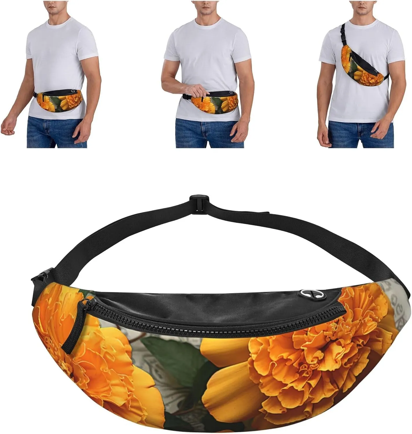 Marigold Fanny Pack for Man Women Waist Bag Adjustable Belt Casual Chest Bag Bum Bags for Travel Sports Running Hiking Waist Packs