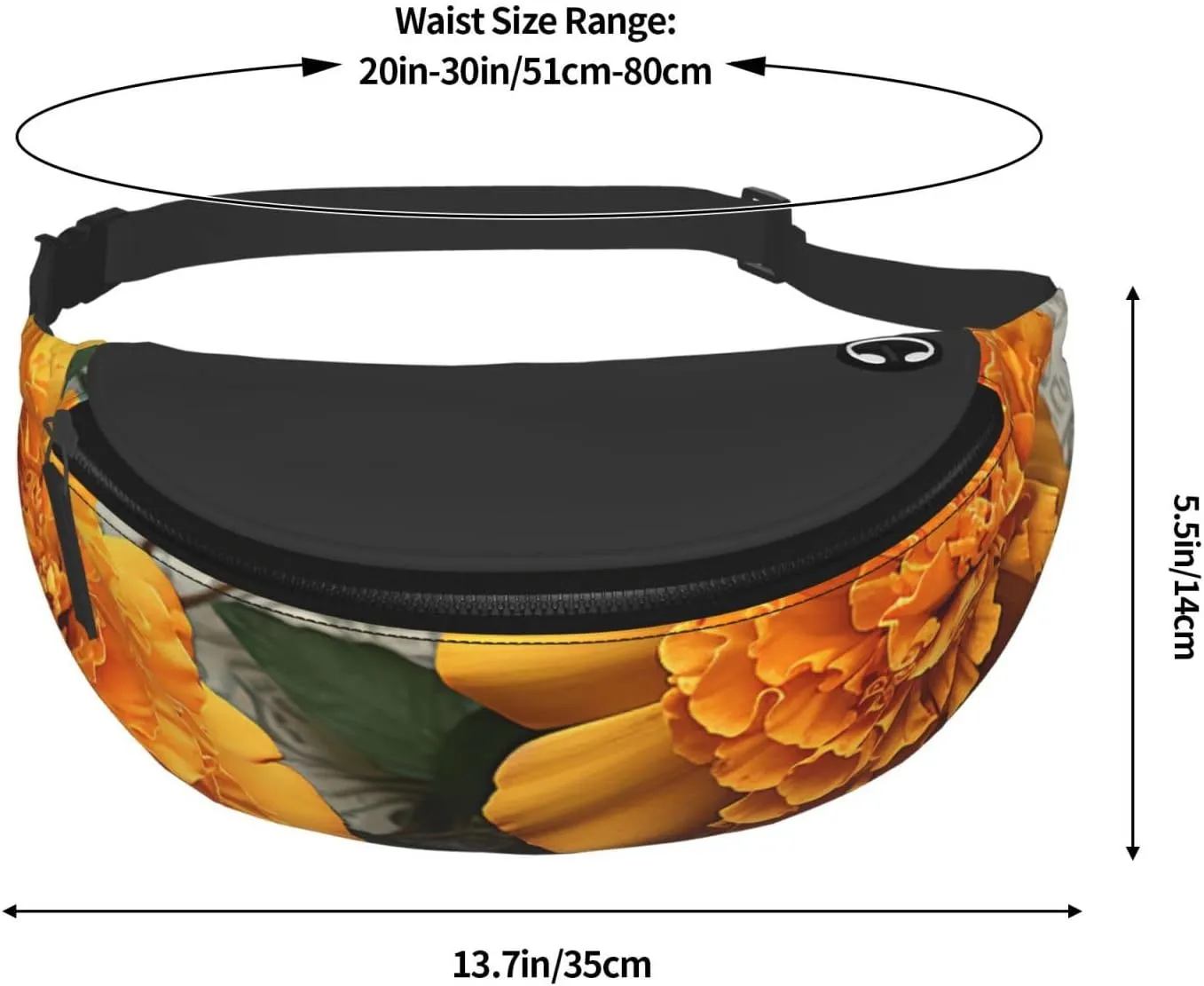 Marigold Fanny Pack for Man Women Waist Bag Adjustable Belt Casual Chest Bag Bum Bags for Travel Sports Running Hiking Waist Packs