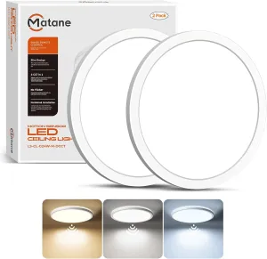 Matane 2Pack Motion Sensor LED Ceiling Light with Remote, 12 Inch Wired Flush Mount Ceiling Light 3000K 4000K 5000K, 2400LM Dimmable Motion Sensor Light Indoor for Closet Hallway Laundry Stairs White