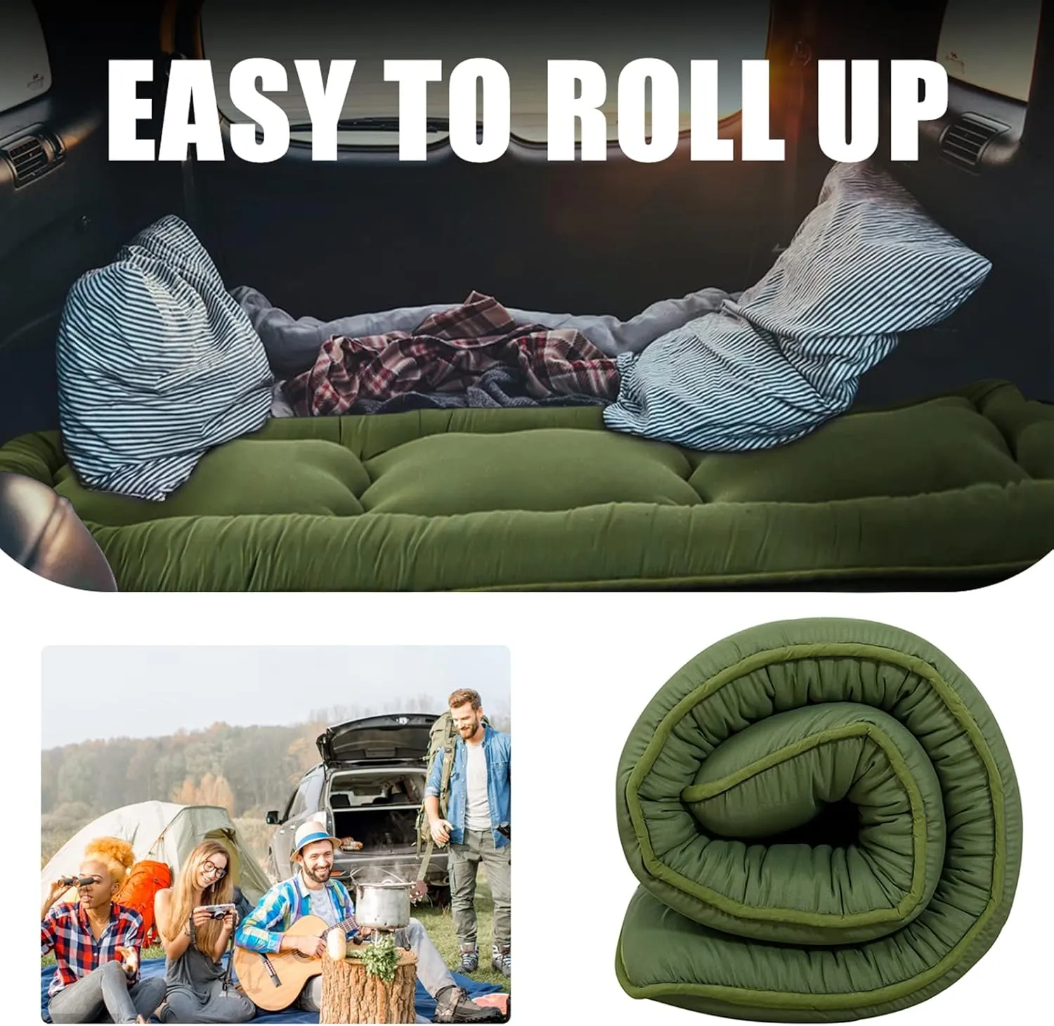 MAXYOYO Cot Mattress Green Floor Bed, Japanese Floor Mattress Futon Mattress Narrow Twin Mattress Single Bed Mattress Floor Mattress for Adults, Foldable Roll Up Camping Cot Mattress