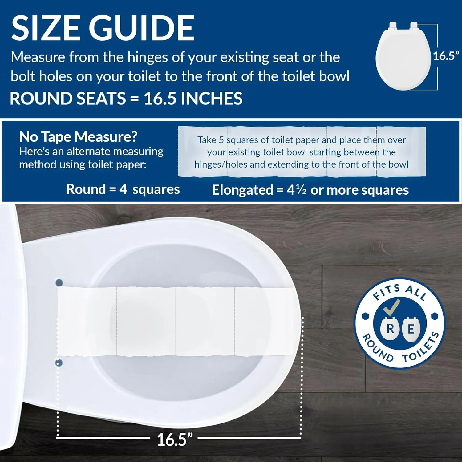 Mayfair Padded Toilet Seat, Cushioned Soft Vinyl over Wood Core Seat, Secure Hinges, Easy Clean, Round, White