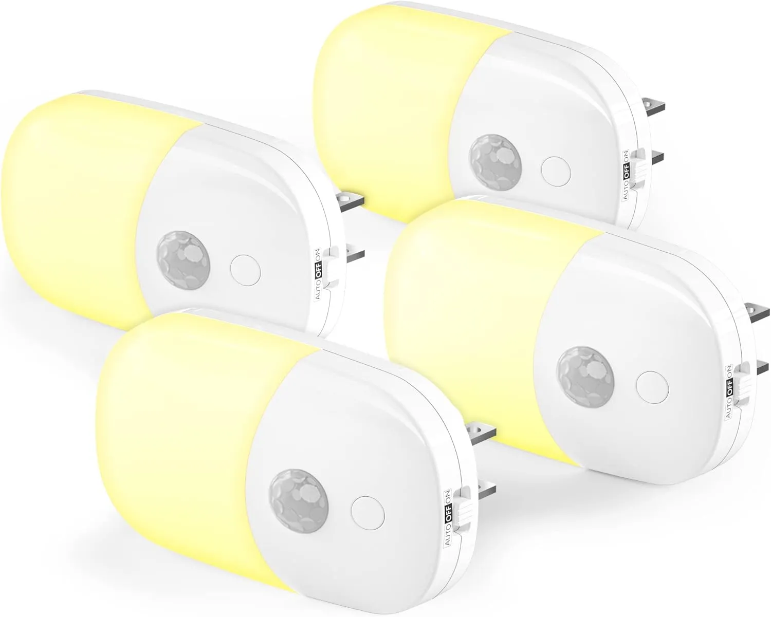 MAZ-TEK Plug in Motion Sensor Dimmable Night Light, Soft Warm White LED Nightlight with Dusk to Dawn Motion Sensor, Adjustable Brightness for Bedroom, Bathroom, Kitchen, Hallway, Stairs,4 Pack