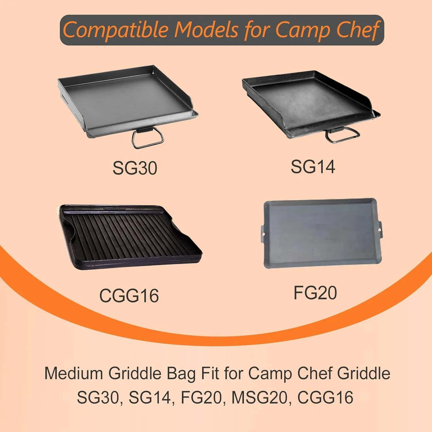 Medium Griddle Carry Bag for Camp Chef SG30, 14x16 Griddle Bag for SG30 SG14 MSG20 FG20 CGG16, Heavy Duty 600D Polyester Zipper Griddle Carry Bag for Camp Chef Replacement Parts