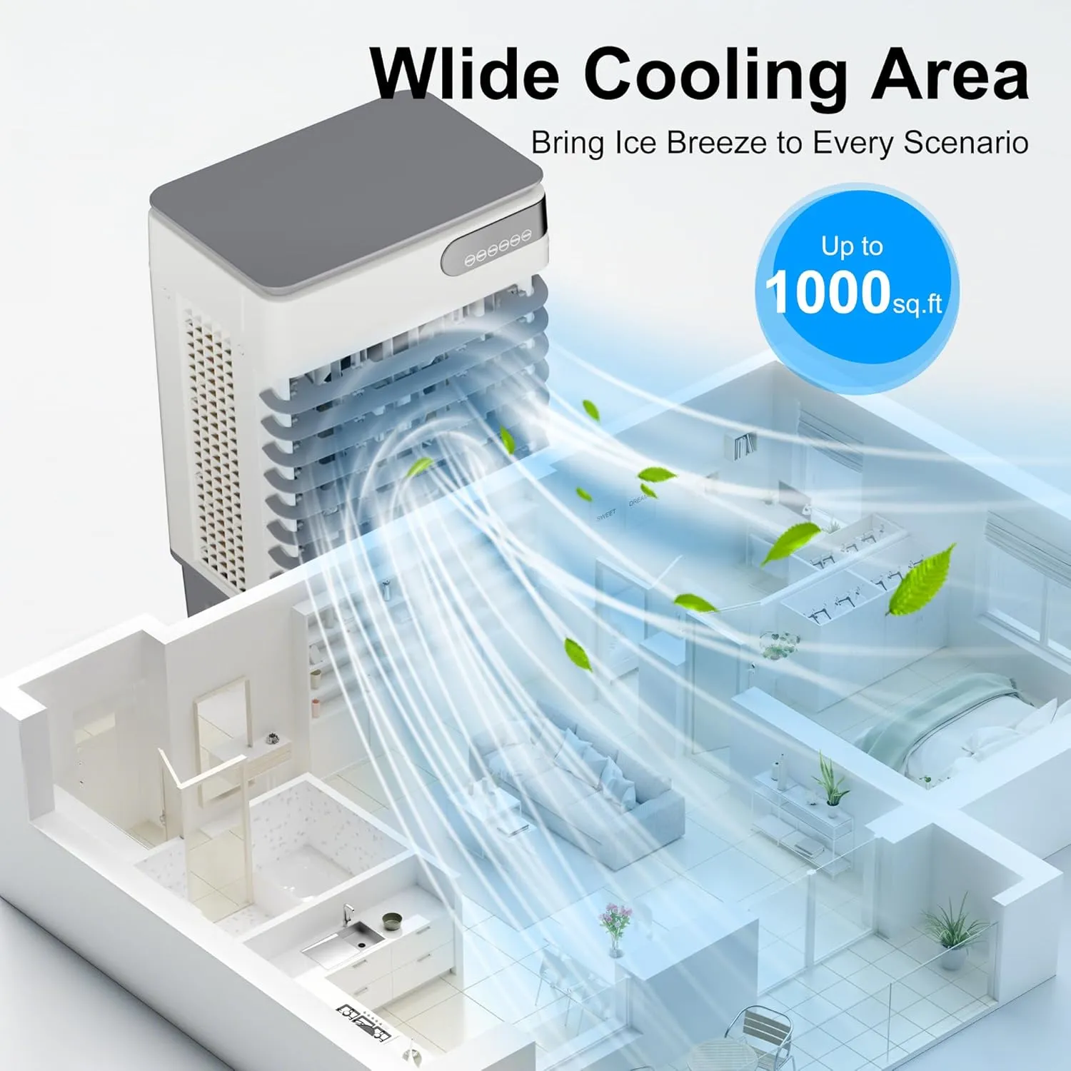 MEPTY 3600CFM Swamp Cooler, 3-IN-1 Evaporative Air Cooler, 120°Oscillation, 12H Timer, Remote Control, 3 Speeds, Windowless Portable Air Conditioners for Patio, Garage, Porch,Indoor Outdoor Use