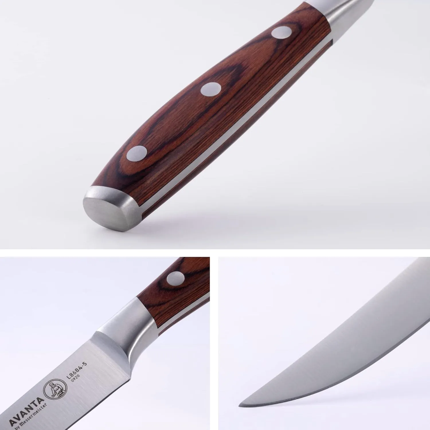 Messermeister Avanta Forged 5” Fine Edge Steak Knife Set - German X50 Stainless Steel - Rust Resistant & Easy to Maintain - Includes 4 Steak Knives